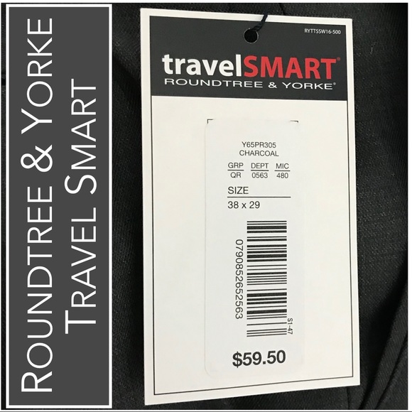 Roundtree & Yorke Travel Smart Classic Fit Dark Grey Men’s Slacks NWT 38… - Picture 6 of 7